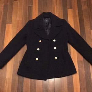 Navy Pea Coat with Gold Buttons